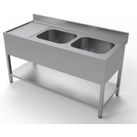 CombISteel 700 Stainless Steel Sink Unit Shelf 2 Right Sinks 1600