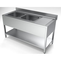 CombISteel 700 Stainless Steel Sink Unit Shelf 2 Left Sinks 1600