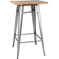 Bolero Bistro Bar Table with Wooden Top Galvanised Steel (Single)