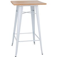 Bolero Bistro Bar Table with Wooden Top White (Single)