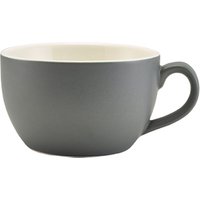 Genware Porcelain Matt Grey Bowl Shaped Cup 25cl/ 8.75oz - Pack of 6