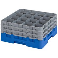 Cambro Camrack Blue 16 Compartments Max Glass Height 197mm