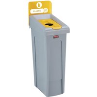Rubbermaid Slim Jim Plastic Recycling Station Yellow 87Ltr