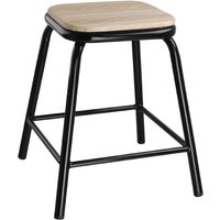 Bolero Cantina Low Stools with Wooden Seat Pad Black (4 pack)