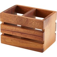 GenWare Acacia Wood 2 Compartment Cutlery Holder