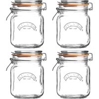 Kilner Square Clip Top Jar 1Ltr (4 Pack)