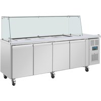 Polar U-Series GN Saladette Counter with Square Sneeze Guard 4 Door