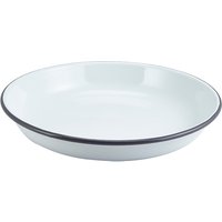 Enamel Rice/Pasta Plate White with Grey Rim 24cm
