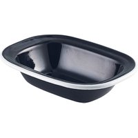 Enamel Pie Dish Black with White Rim 16cm - Pack of 12