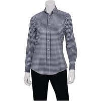 Chef Works Womens Dress Shirt Dark Navy Gingham XS
