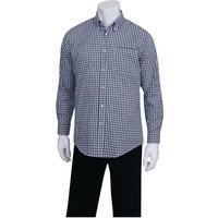Chef Works Mens Dress Shirt Dark Navy Gingham 2XL