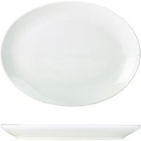 Genware Porcelain Oval Plate 25.4cm/ 10" - Pack of 6