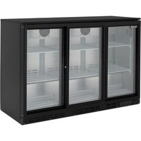 BLIZZARD Triple Sliding Glass Door Bottle Cooler Black BAR3SL