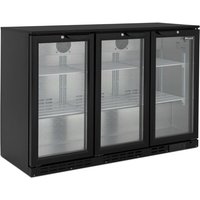 BLIZZARD Triple Hinged Glass Door Bottle Cooler Black BAR3