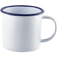 Enamel Mug White with Blue Rim 36cl/ 12.5oz - Pack of 12