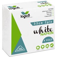 Logic8 33cm 2ply 4fold White Lunch Napkin (20x100)