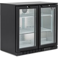 BLIZZARD Low Height Double Glass Door Bottle Cooler Black LOWBAR2