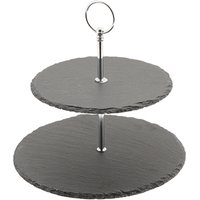 Genware Slate 2-Tier Cake Stand 20/25cm