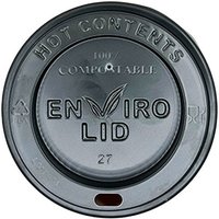 90mm Black Compostable Hot Cup Lids (10/12/16oz) (10x100)