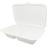 9x6x2" - 2 Compartment Bagasse Meal Box (1000ml) (5x50)