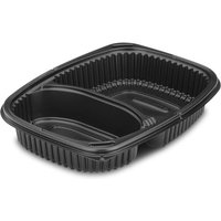 34oz Black 2-Compartment Microwaveable Containers (8x40)