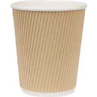 Fiesta Recyclable Coffee Cups Ripple Wall Kraft 225ml / 8oz (Pack of 500)