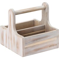 Utopia Small Wooden Table Caddy White (2 Pack)