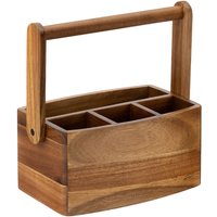 Utopia Acacia Straight Sided 4 Compartment Table Caddy (2 Pack)