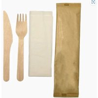 3 in 1 Wooden Cutlery Set - Fork, Knife and Napkin (20x50's)