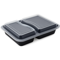 32oz Onyx 2 Comp PP Microwavable & Reusable Black Base Clear Lid (6x25)