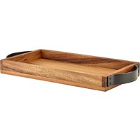 GenWare Acacia Wood Serving Tray with Metal Handles 32.5 x 17.5cm