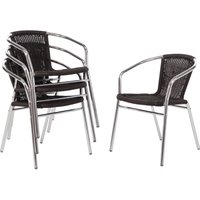 Bolero Aluminium and Black Wicker Chairs Black (Pack of 4)