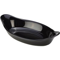 GenWare Stoneware Black Oval Eared Dish 16.5cm/ 6.5" - Pack of 6