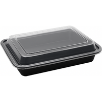 32oz Onyx 1 Comp PP Microwavable & Reusable Black Base Clear Lid (6x25)