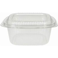 NEW 375cc rPET Square hinged salad container (6x50)