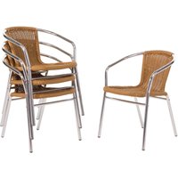 Bolero Aluminium and Natural Wicker Chair (Pack of 4)