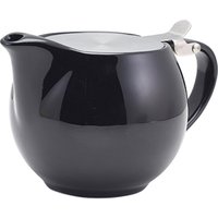 GenWare Porcelain Black Teapot with St/ St Lid & Infuser 50cl/ 17.6oz - Pack of 6