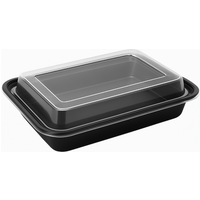16oz Onyx PP Microwavable & Reusable Black Base Clear Lid (6x25)