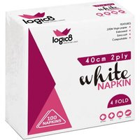 Logic8 40cm 2ply 4fold White napkin (20x100's)