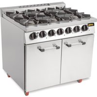 Buffalo 6 Burner Gas Oven Range with Castors