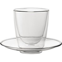Utopia Double Walled Cappuccino Glasses and Saucers 220ml (6 Pack)