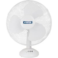 Status 12" Oscillating White Desktop Fan