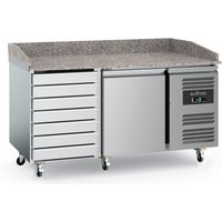 PIZZA COUNTER 1 DOOR 7 DRAWERS WITH WHEELS