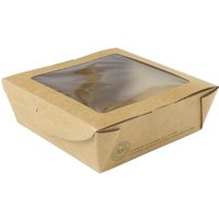 Vegware Salad Boxes with Window Kraft Medium 650ml (300 Pack)