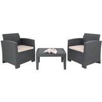 Bolero PP Armchair and Table Wicker Set Grey