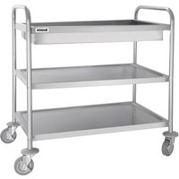 Vogue Stainless Steel 3 Tier Deep Tray Clearing Trolley