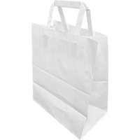Fiesta Recyclable Flat Handle White Paper Bags Large (250 Pack)