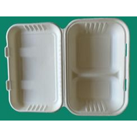 Leafware Sugarcane 2 Compartment Clamshell Food Box 9"x6"