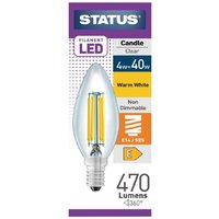 Status Filament LED Candle SES Warm White Light Bulb 4/40w