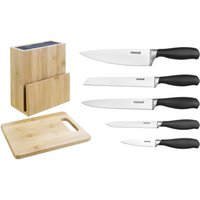 Vogue Prep Like A Pro 5-Piece Soft Grip Knife Set With Knife Block and Chopping Board